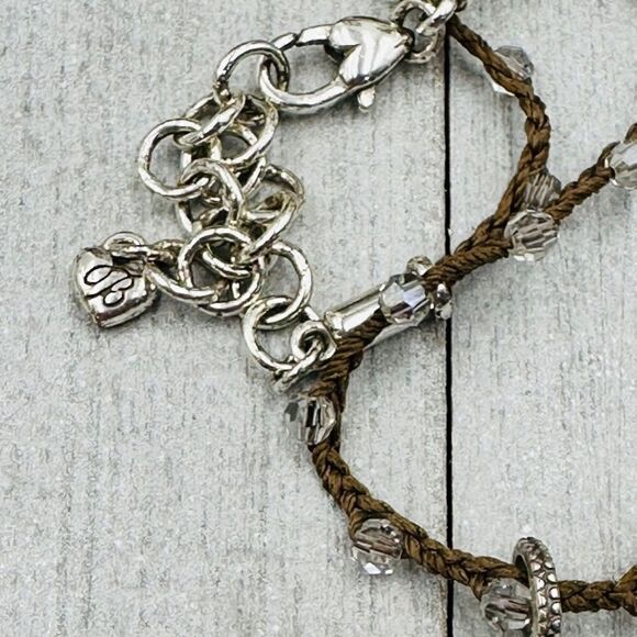 Brighton Silver Toned Flower Reversible Pendant on a Brown Braided Cord. EUC! - Picture 3 of 6